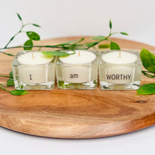Load image into Gallery viewer, Glass Tealight Affirmations 6pk (you pick Affirmations)
